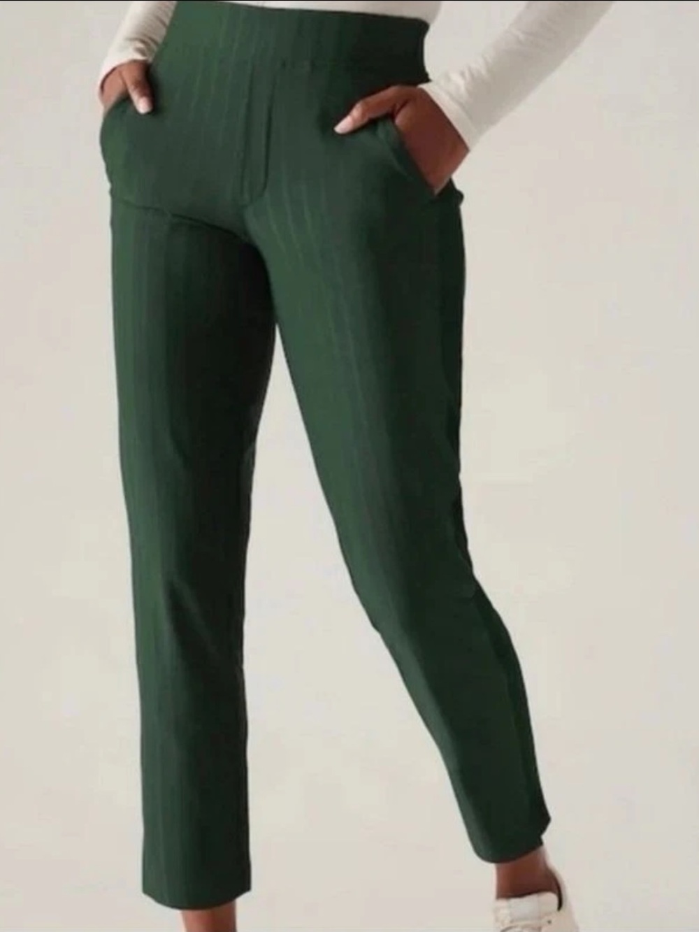 Athleta Brooklyn Ankle Pant in Green Seaweed Gloss Stripe Sz 10 EUC*#10